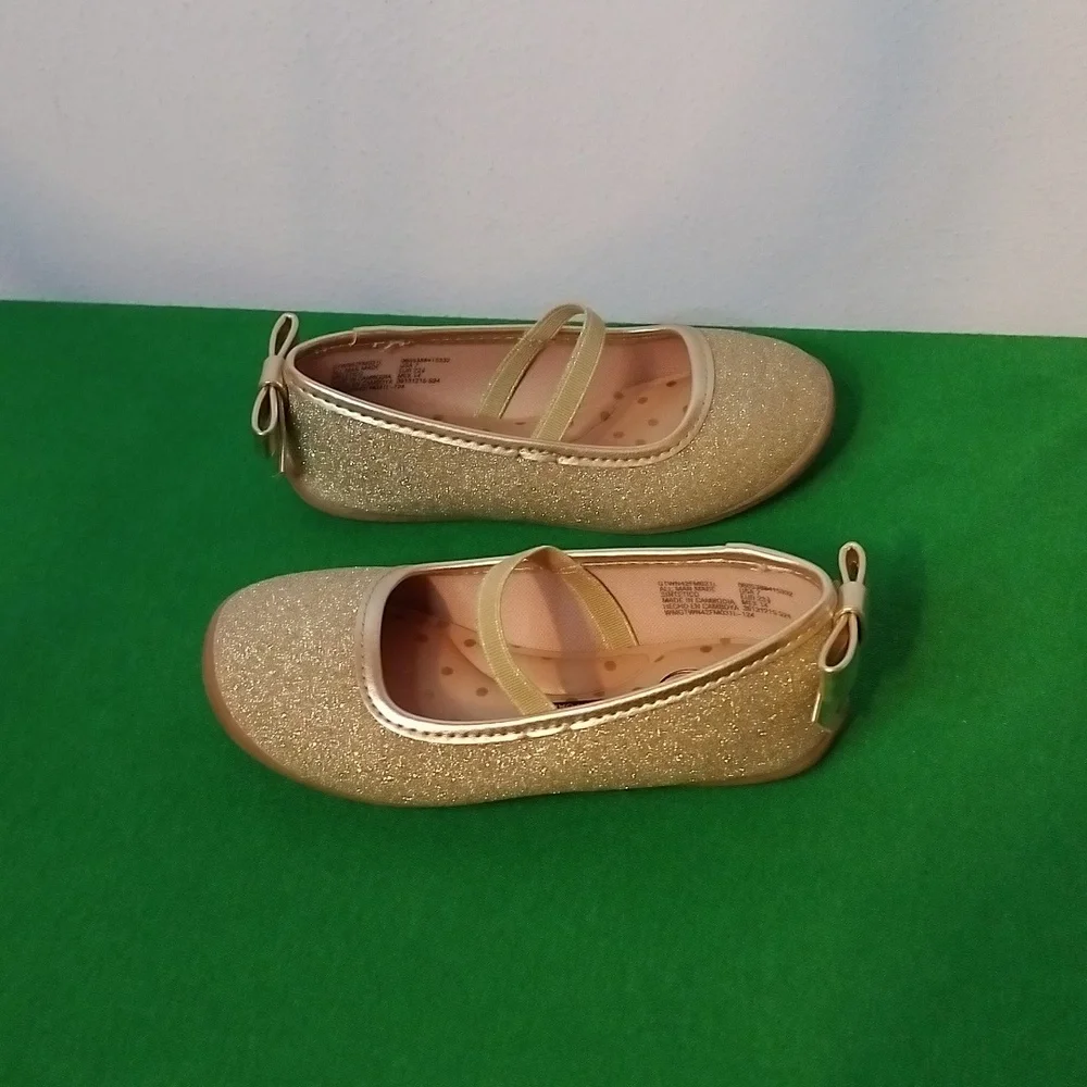 Toddler Girls Gold Sparkly Ballet Flats